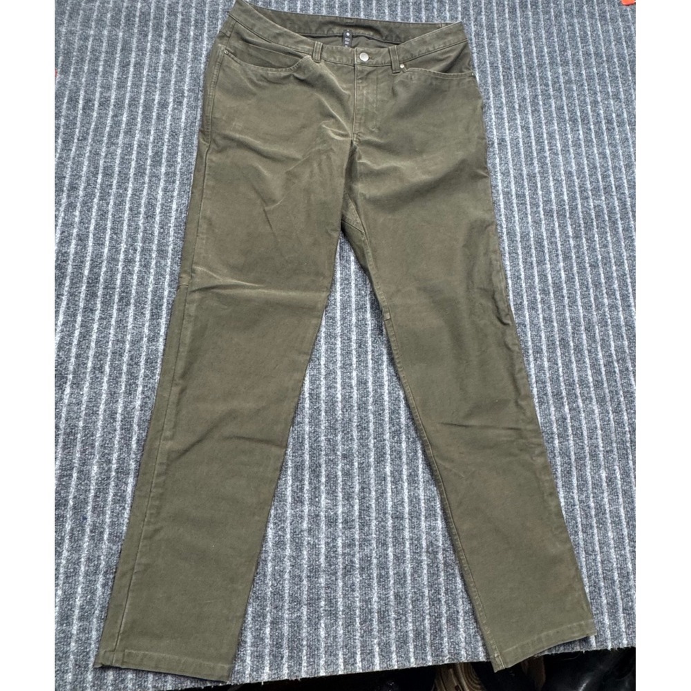 Lululemon Mens ABC Pant Slim 33 Olive Green Canvas 5 Pocket Utilitarian Gorpcore
